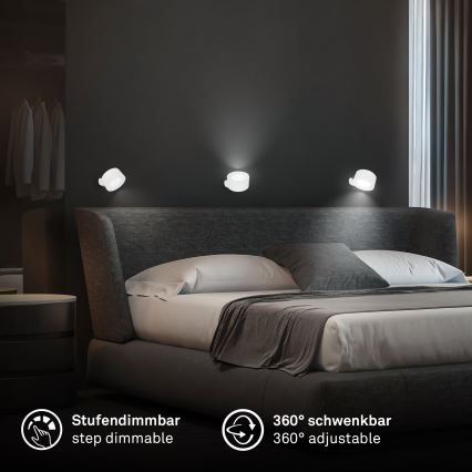 Briloner 3896016 - Applique murale rechargeable LED dimmable TARI LED/1,6W/5V 1500 mAh blanche