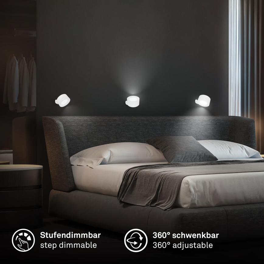 Briloner 3896016 - Applique murale rechargeable LED dimmable TARI LED/1,6W/5V 1500 mAh blanche
