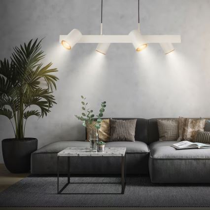 Briloner 4058044 - Pendelleuchte an Kabel ERA 4xGU10/10W/230V cremefarben