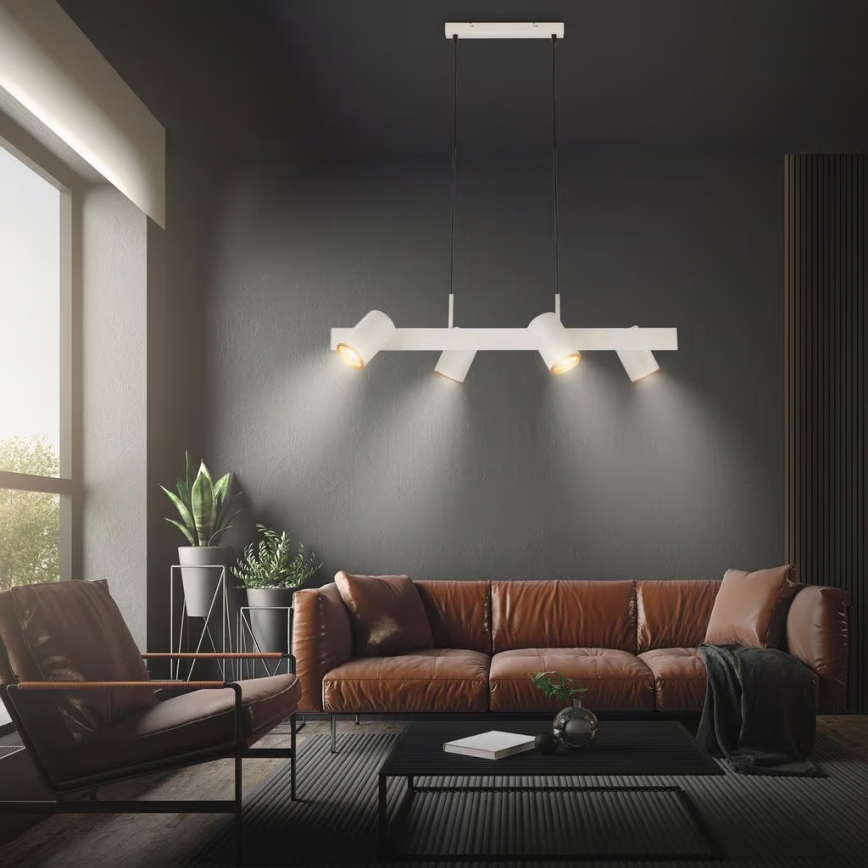 Briloner 4058044 - Pendelleuchte an Kabel ERA 4xGU10/10W/230V cremefarben