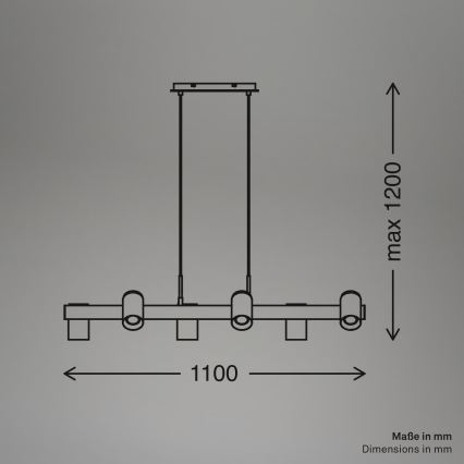 Briloner 4059065 - Hängeleuchte ERA an Kabel 6xGU10/10W/230V schwarz