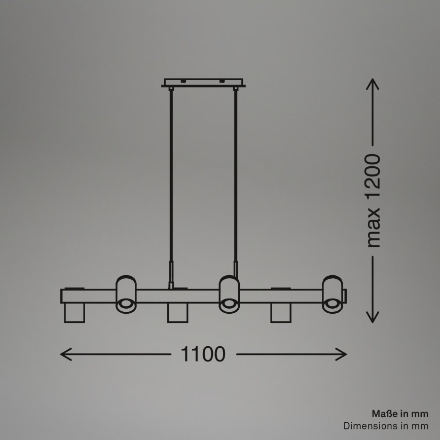 Briloner 4059065 - Hängeleuchte ERA an Kabel 6xGU10/10W/230V schwarz