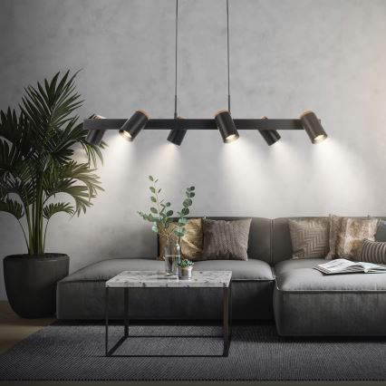 Briloner 4059065 - Suspension à câble ERA 6xGU10/10W/230V noir