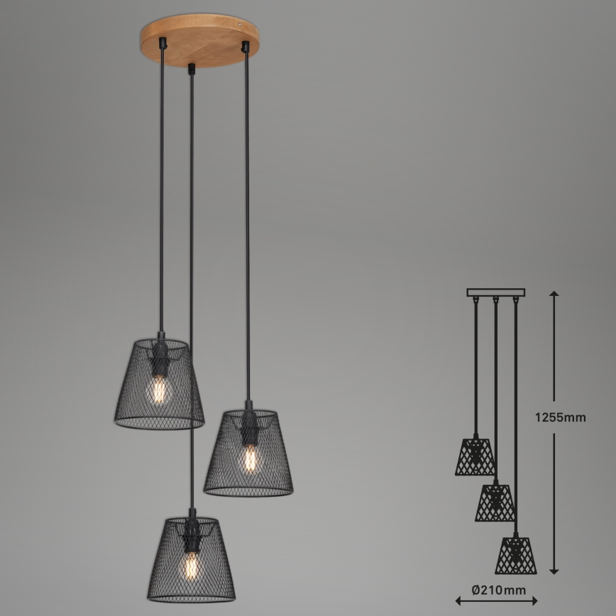 Briloner 4074-035 - Suspension filaire TAUNUS 3xE14/40W/230V hévéa
