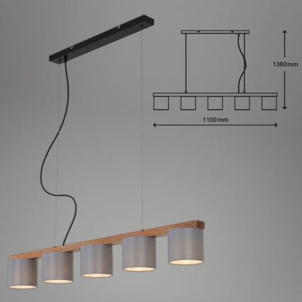 Briloner 4075-054 - Pendelleuchte an Stahlseil 5xE14/25W/230V