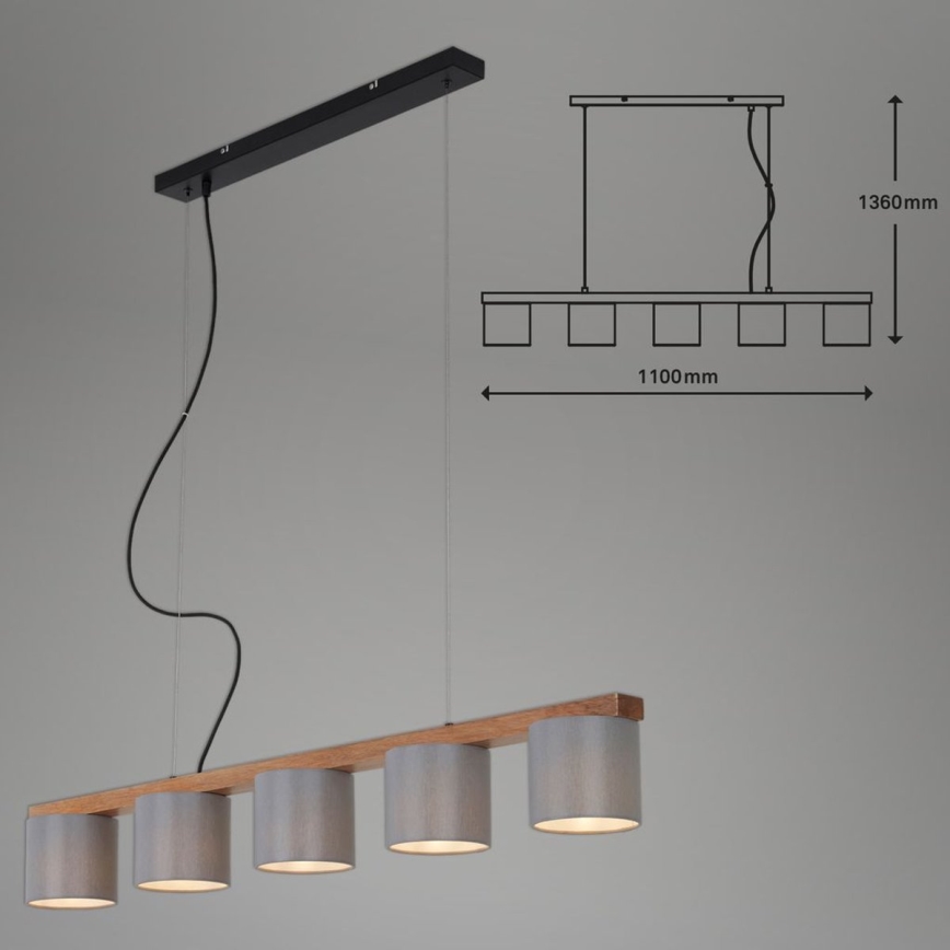 Briloner 4075-054 - Pendelleuchte an Stahlseil 5xE14/25W/230V