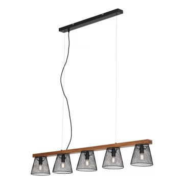 Briloner 4077-055 - Pendelleuchte an Kabel WOOD & STYLE 5xE14/25W/230V Gummibaumholz