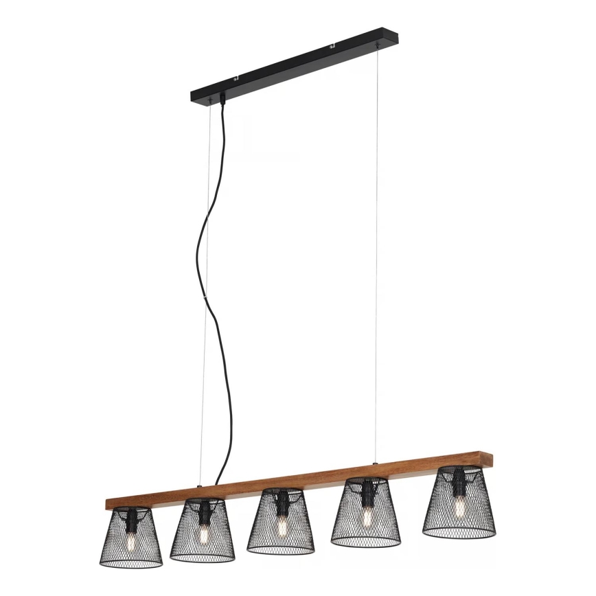 Briloner 4077-055 - Pendelleuchte an Kabel WOOD & STYLE 5xE14/25W/230V Gummibaumholz