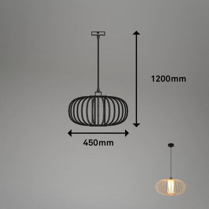 Briloner 4759011 - Lampada a sospensione con cavo 1xE27/10W/230V nero/bambù