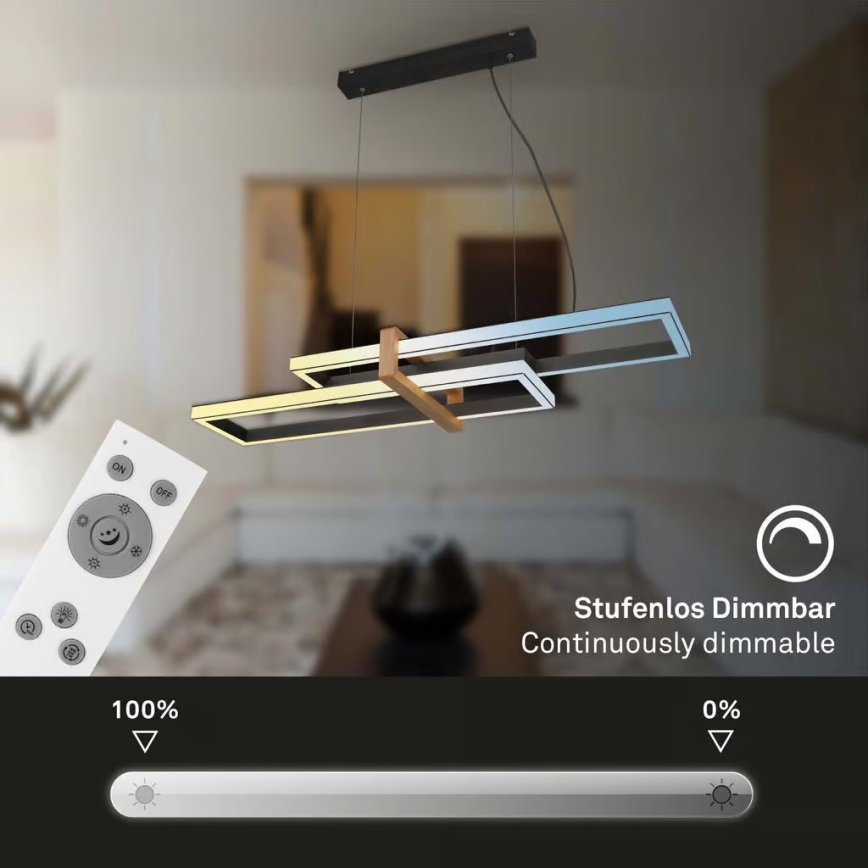 Briloner 4768015 - Suspension LED dimmable sur câble LED/44W/230V 2700-6500K 100 cm + télécommande
