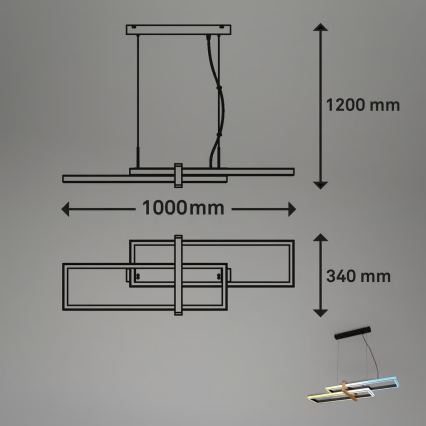 Briloner 4768015 - Suspension LED dimmable sur câble LED/44W/230V 2700-6500K 100 cm + télécommande