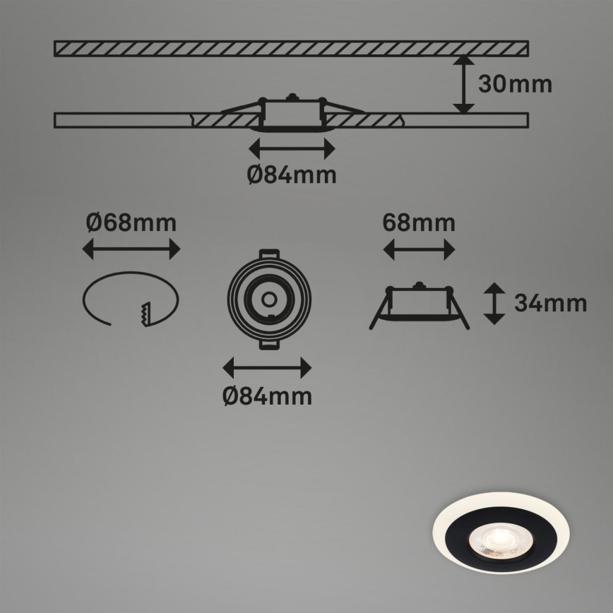 Briloner 7039-035 - SET 3x Lampada LED da incasso per bagni LED/5W/230V IP44