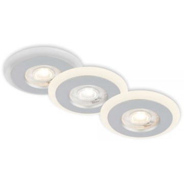 Briloner 7039034 - 3er-Set LED-Einbauleuchten für Badezimmer, 5W, 230V, IP44, mattchrom