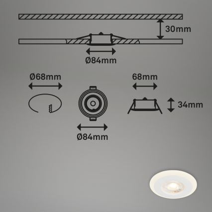 Briloner 7039036 - Set da 3 lampade LED da incasso per bagno 3xLED/5W/230V IP44 bianco