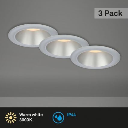 Briloner 7041-034 - LOT 3x Spot encastrable de salle de bain LED/4,9W/230V IP44 argent