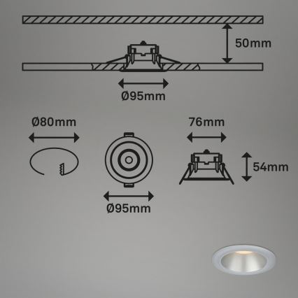Briloner 7041-034 - LOT 3x Spot encastrable de salle de bain LED/4,9W/230V IP44 argent