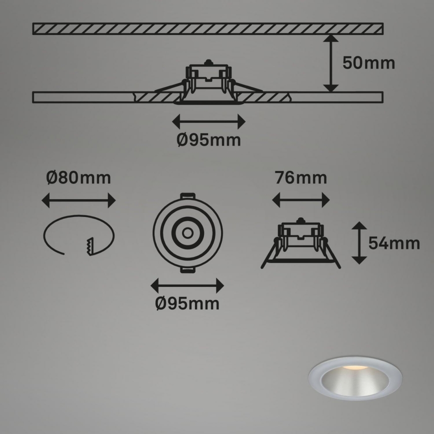 Briloner 7041-034 - SET 3x Lampada LED da incasso per bagni LED/4,9W/230V IP44 argento
