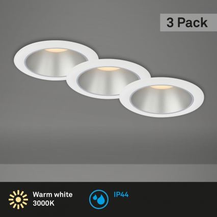 Briloner 7041-036 - SET 3x Lampada LED da incasso per bagni LED/4,9W/230V IP44 bianco