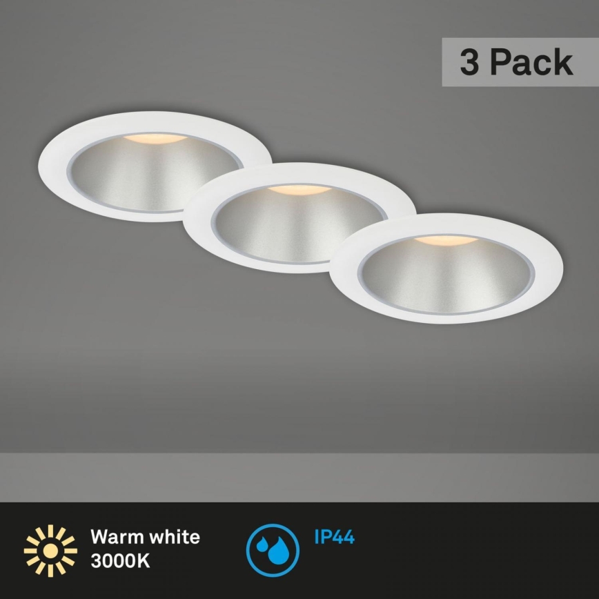 Briloner 7041-036 - SET 3x Lampada LED da incasso per bagni LED/4,9W/230V IP44 bianco