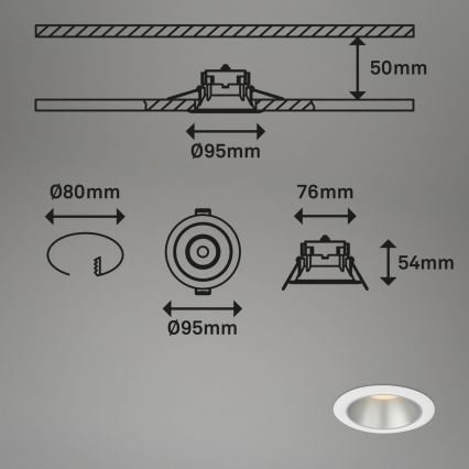 Briloner 7041-036 - SET 3x Lampada LED da incasso per bagni LED/4,9W/230V IP44 bianco