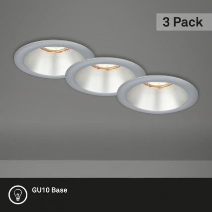 Briloner 7042-034 - SET 3x Lampada da incasso per bagno 1xGU10/9W/230V IP23 argento