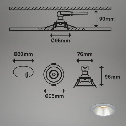 Briloner 7042-034 - SET 3x Lampada da incasso per bagno 1xGU10/9W/230V IP23 argento