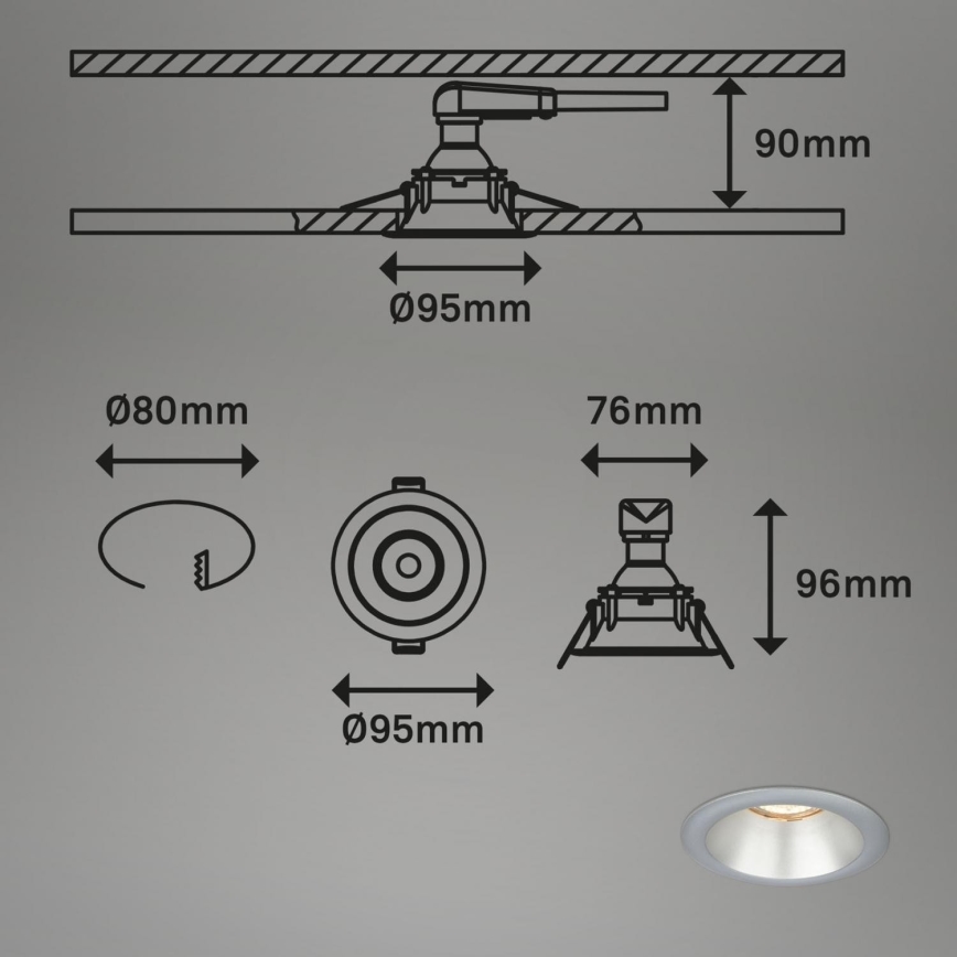 Briloner 7042-034 - SET 3x Lampada da incasso per bagno 1xGU10/9W/230V IP23 argento