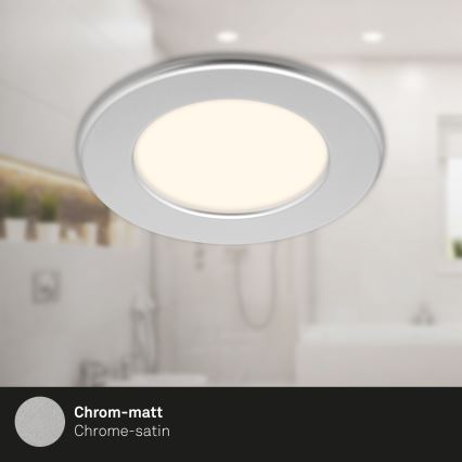Briloner 7049014 - Faretto da incasso dimmerabile per bagno LED/6W/230V 3000K IP44 cromo opaco