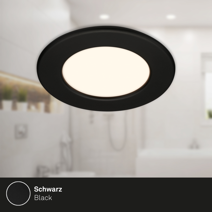 Briloner 7049015 - Plafonnier encastré LED dimmable pour salle de bains LED/6W/230V 3000K IP44 noir