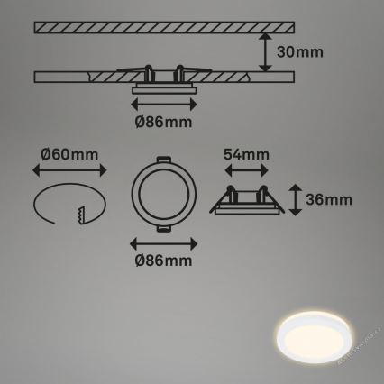 Briloner 7055-036 - SET 3x Lampada LED da incasso per bagni LED/3W/230V IP44