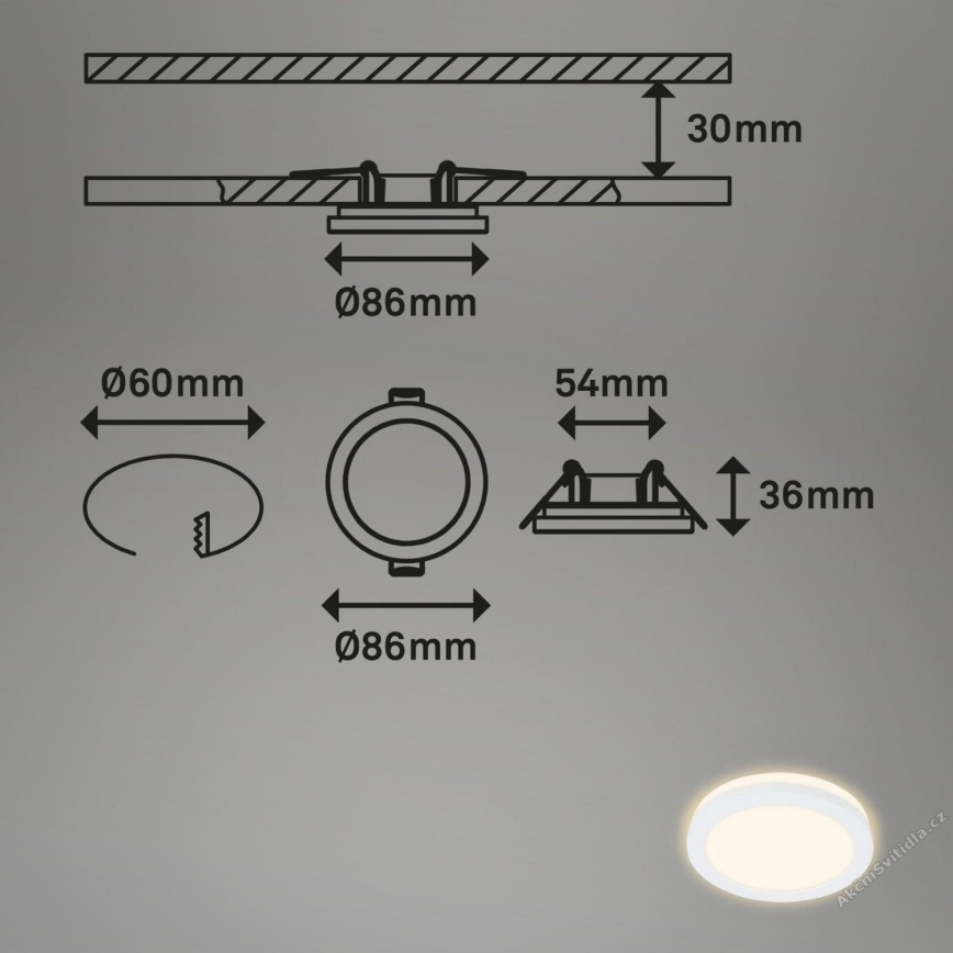 Briloner 7055-036 - SET 3x Lampada LED da incasso per bagni LED/3W/230V IP44