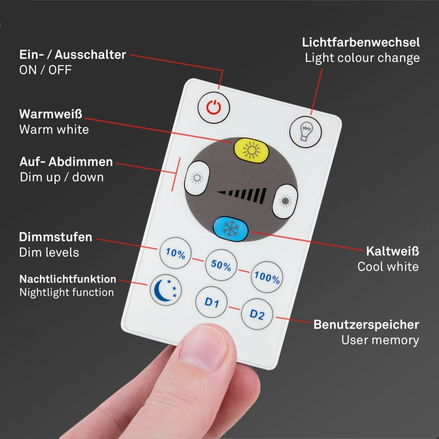Briloner 7058-015 - Dimmbares LED-Licht SLIM LED/18W/230V 2700-6500K Wi-Fi Tuya + Fernbedienung