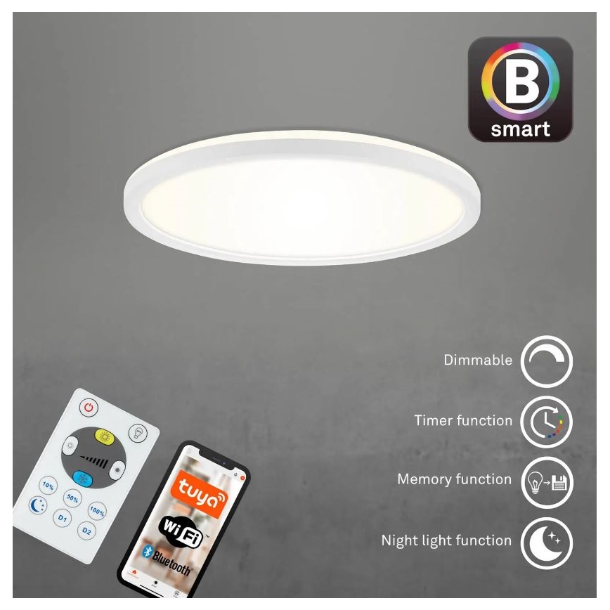Briloner 7058-016 - Luce LED dimmerabile SLIM LED/18W/230V 2700-6500K Wi-Fi Tuya + telecomando