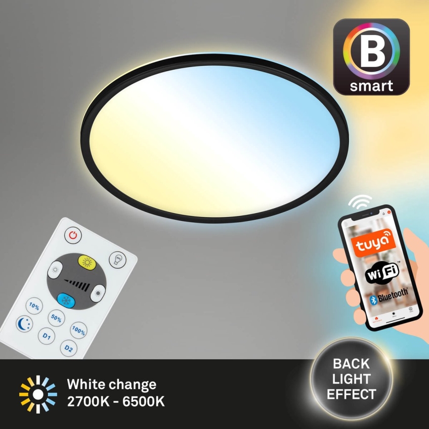 Briloner 7059-015 - Plafonnier à intensité variable SLIM LED/22W/230V 2700-6500K Wi-Fi Tuya + télécommande