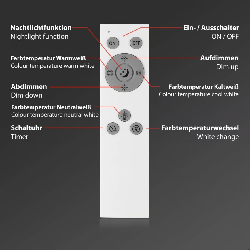 Briloner 7060-015 - Dimmbares SLIM LED-Aufbaupanel LED/22W/230V 2700-6500K 42x42 cm schwarz Wi-Fi Tuya + Fernbedienung