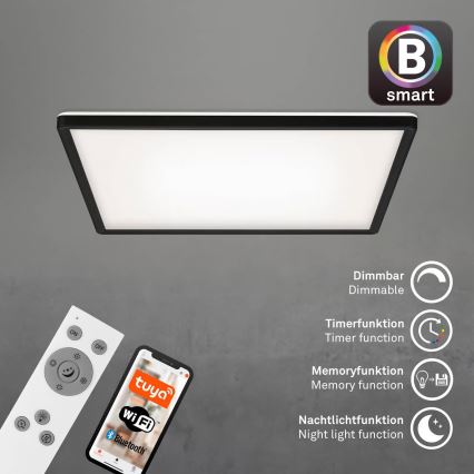 Briloner 7060-015 - Panneau SLIM LED dimmable, 22W, 230V, 2700-6500K, 42x42 cm, noir, Wi-Fi Tuya + télécommande