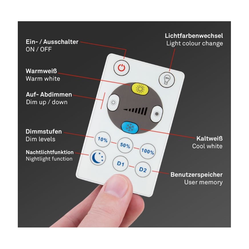 Briloner 7079-015 - Plafonnier à intensité variable LED SLIM LED/18W/230V 2700-6500K + télécommande
