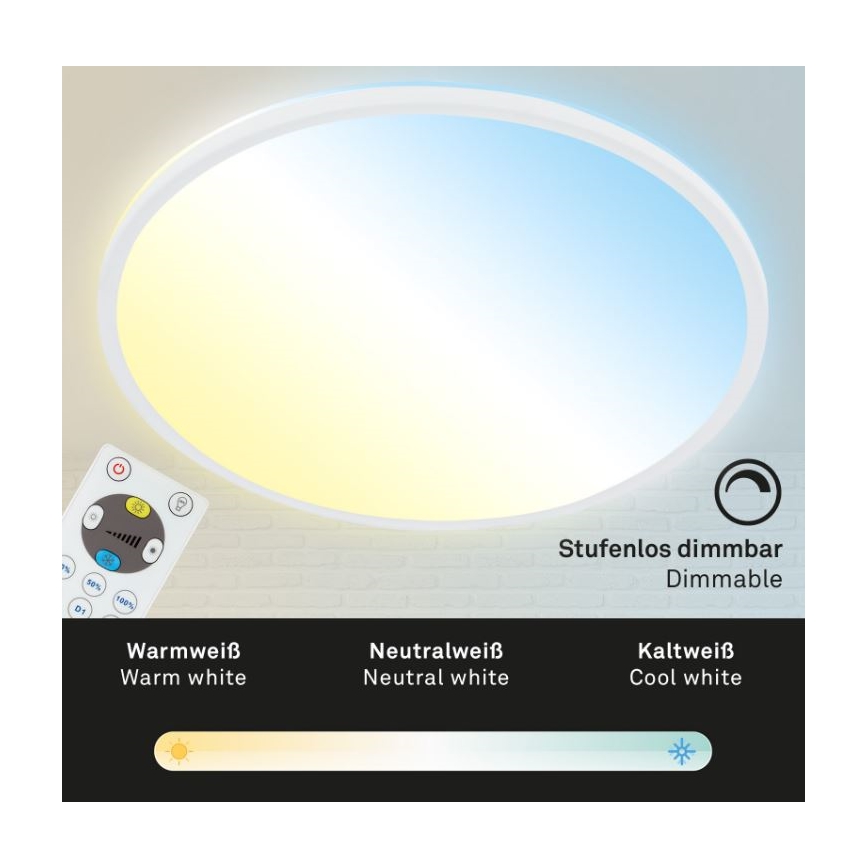 Briloner 7079-016 - Plafonnier à intensité variable LED SLIM LED/18W/230V 2700-6500K + télécommande