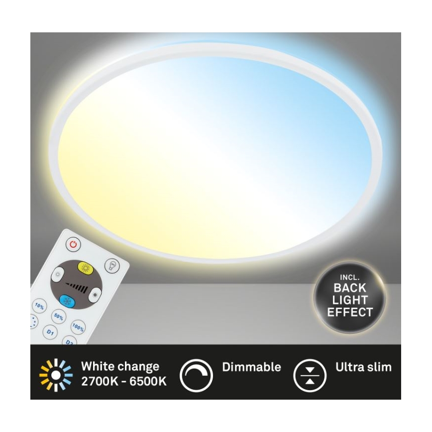 Briloner 7079-016 - Plafonnier à intensité variable LED SLIM LED/18W/230V 2700-6500K + télécommande