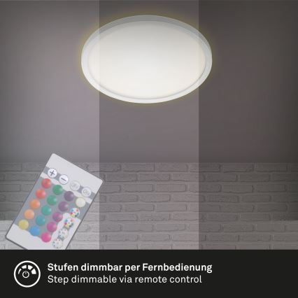 Briloner 7092-416 - Plafonier RGBW à intensité variable SLIM LED/15W/230V + télécommande