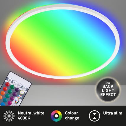 Briloner 7092-416 - Plafonier RGBW à intensité variable SLIM LED/15W/230V + télécommande