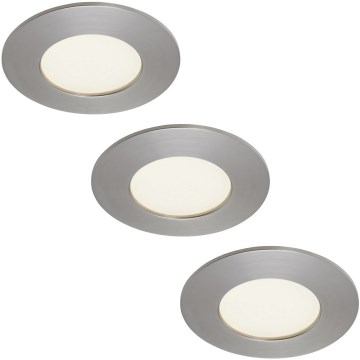 Briloner 7103432 - 3er-Set dimmbare Badezimmer-Einbauleuchten LED/4,9W/230V IP44 mattchrom