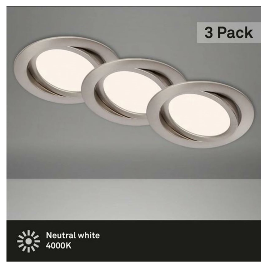 Briloner 7116-432 - LOT 3x Spot encastrable de salle de bain LED FLAT IN LED/9W/230V IP23