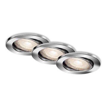 Briloner 7144-038 - SET 3x Lampada LED da incasso per bagni SLIDE GU10/3,5W/230V IP23