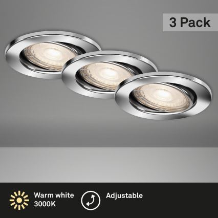 Briloner 7144-038 - SET 3x Lampada LED da incasso per bagni SLIDE GU10/3,5W/230V IP23