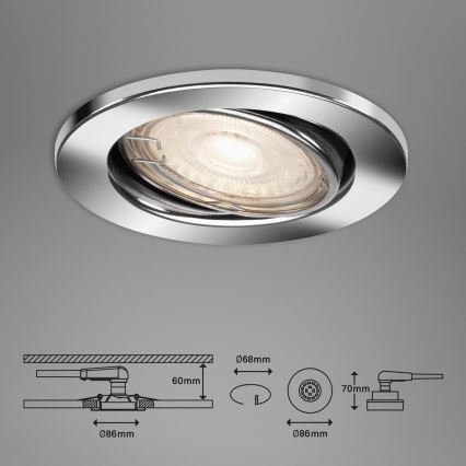 Briloner 7144-038 - SET 3x Lampada LED da incasso per bagni SLIDE GU10/3,5W/230V IP23