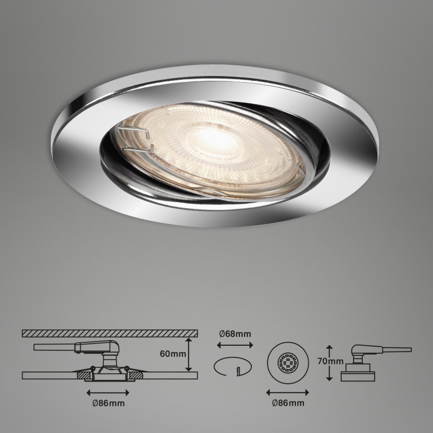 Briloner 7144-038 - SET 3x Lampada LED da incasso per bagni SLIDE GU10/3,5W/230V IP23