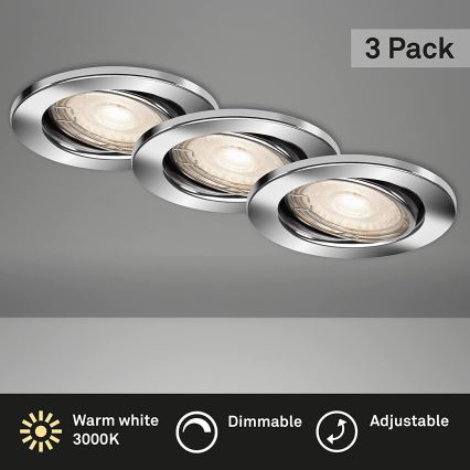 Briloner 7148-038-SET 3xLED luce da bagno dimmerabile 1xGU10/5W/230V IP23