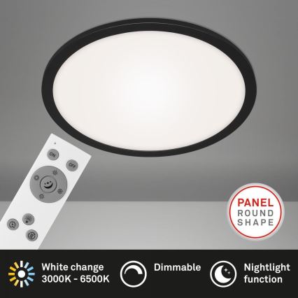 Briloner 7168-015 - Plafoniera LED dimmerabile PIATTO LED/22W/230V 3000-6500K diametro 40 cm nero + telecomando