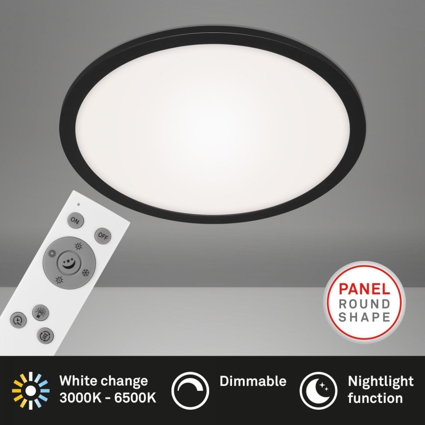 Briloner 7168-015 - Plafonnier à intensité variable PIATTO LED/22W/230V 3000-6500K d. 40 cm noir + Télécommande